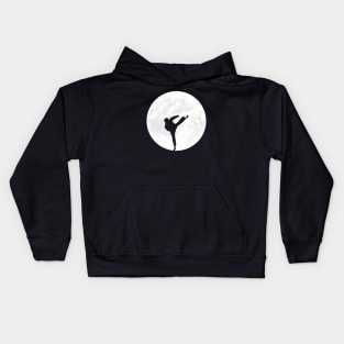 Kick Boxing Karate Silhouette in Full Moon Kids Hoodie